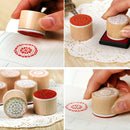 Practical 6 in 1 Round Wooden Rubber Retro Floral Pattern Stamps