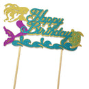 Starfish Mermaid Happy birthday Cake Toppers Cupcake Baby Shower Deco ME