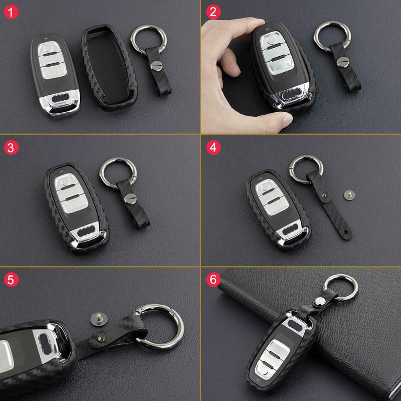 Scratch Proof Carbon Fiber Styling Car Key Case For Audi A4 A5 A6 A7 A8  HIE