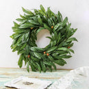 16 Inch Door Wreath Artificial Real Wicker Frame Faux Olive Leaves | UV Res X2Q9