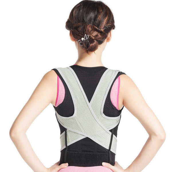 Back Brace Support Posture Corrector Back Corset Spine Lumbar Shoulder Brac P8U4