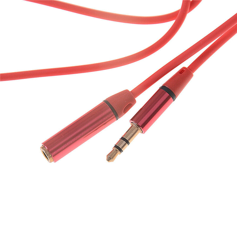Red 3.5mm 4 Pole Male Female headphone earphone Extension Cable Audio Adapter JR