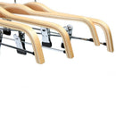 10 Pack Solid Finish Wooden Trousers/Skirt Hangers with Anti-Rust Clips Coa B3Z7