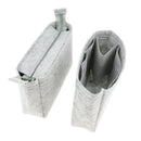 2x Makeup Holder Purse Felt Insert Organizer Bag In Bag Zipper Handbag Gray
