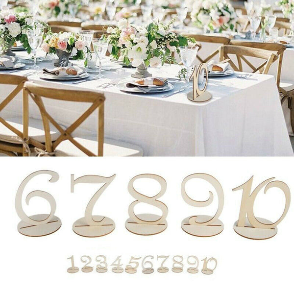 1-10 Wooden Table Numbers Set with Base Birthday Wedding Party Decor Gifts