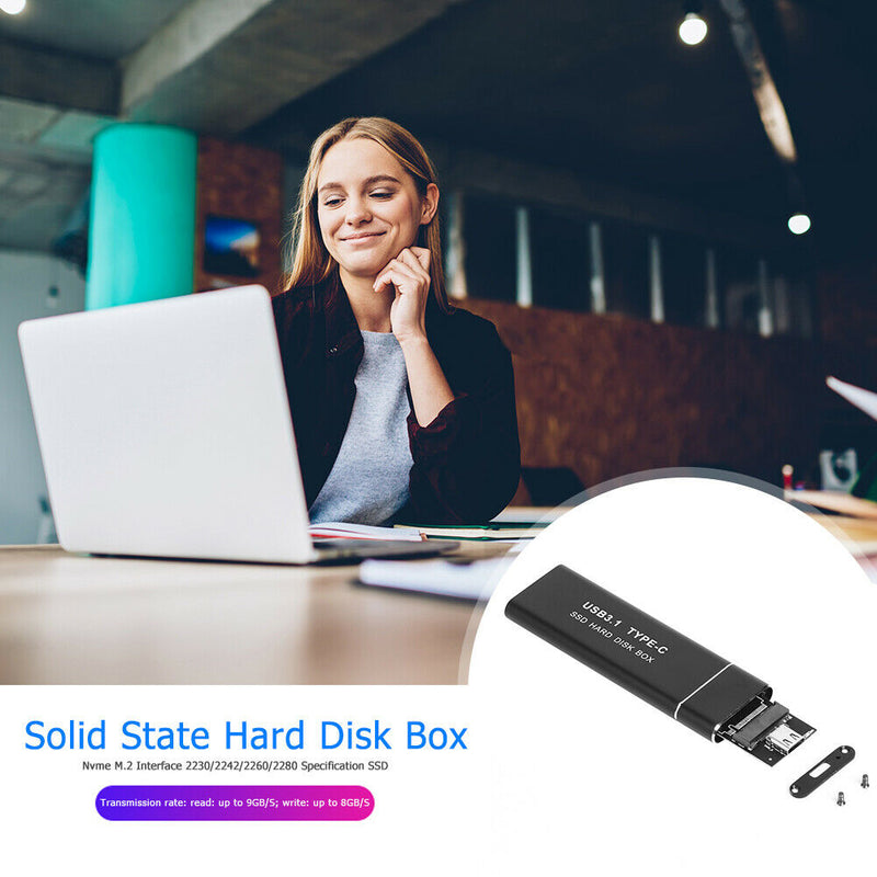 10Gbps M.2 NVME PCIe to USB3.1 GEN2 M Key SSD Enclosure (USB C-USB A)