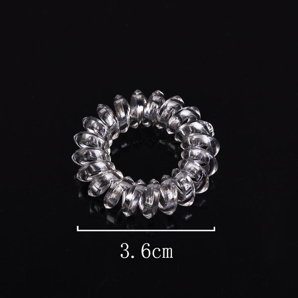 6Pcs Elastic Girl Clear Rubber Telephone Wire Hair Ties Hairband Rope Ties