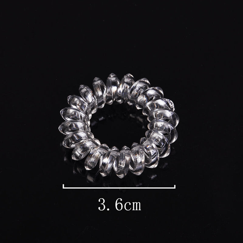 6Pcs Elastic Girl Clear Rubber Telephone Wire Hair Ties Hairband Rope Ties