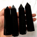Black Quartz Crystal Stone 100% Natural Obsidian Point Healing Hexagonal Wand