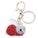 Rabbit Keychain Rhinestone Crystal Keyring Key Ring Chain Bag Charm Pendant G2P4