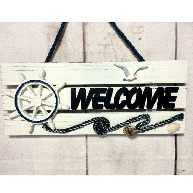 " Welcome" Wooden Sign Beach Ocean Nautical Seaside Theme Bar Shop Decor