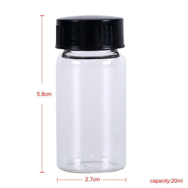 1pcs 20ml small lab glass vials bottles clear containers with black screw capSEA