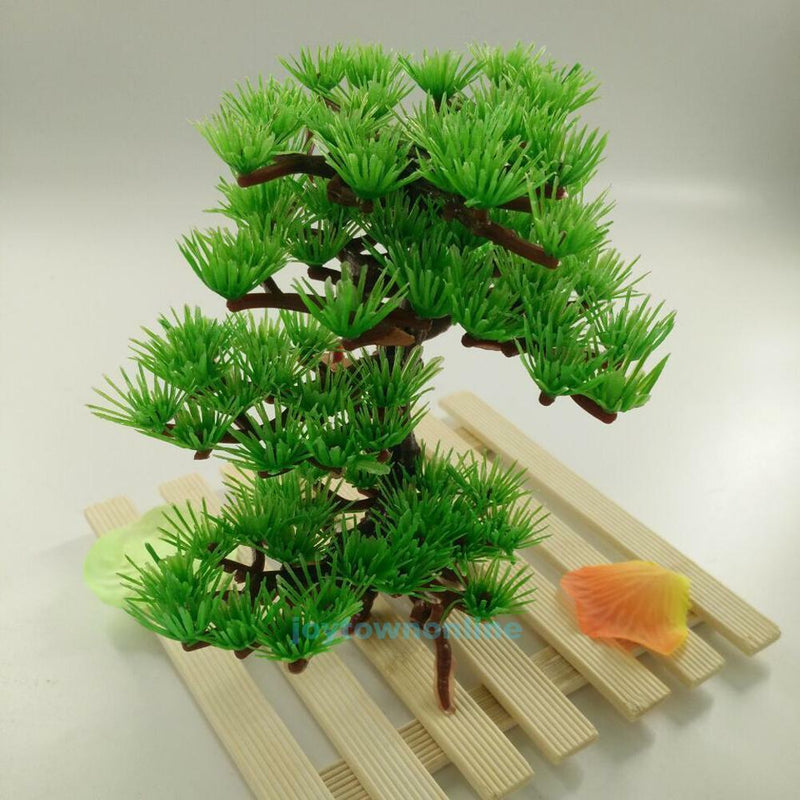 Artificial Plastic Pine Tree Aquarium Fish Tank Rockery Bonsai Ornament Decor