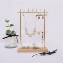 Solid Wood Metal Earrings Display Holder Necklace Pendant Display Stand Jew