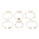 6pcs/Set Turquoise Stone Bracelet V-shaped Cuff Bangle Women Jewelry Gift