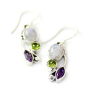 Sliver Plated Crystal Rainbow Moonstone Drop Dangle Hook Earrings Studs JeweJ3C