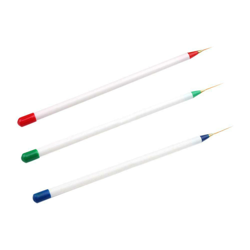 3pcs/Set White Handle Nail Manicure Pen Superfine Painting Brush Tool