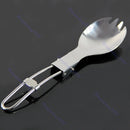 Foldable Folding Stainless Steel Spoon Spork Fork Camping Picnic Cook New