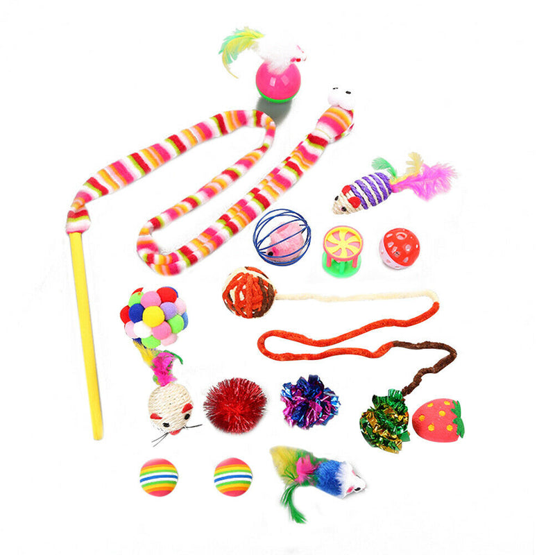 16pcs Funny Cat Stick Balls False Mouse for Kitten Pets Interactive Toys A