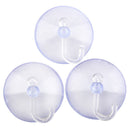 3 Pcs Bathroom Kitchen Clear Plastic Suction Cup Wall Hooks Hangers