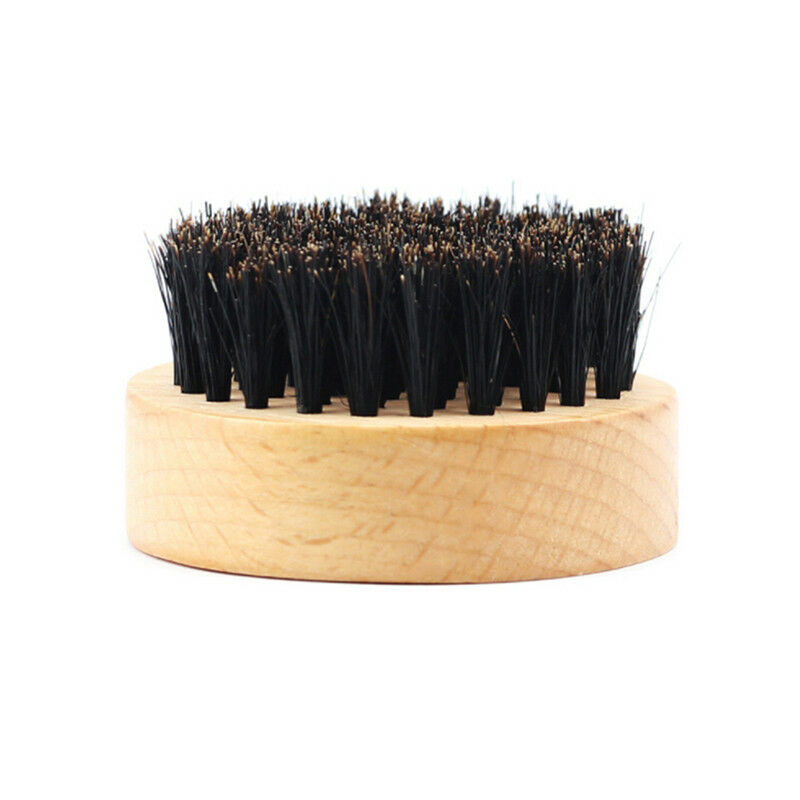Wood boar hair bristle beard mustache brush military hard round wood handle JR