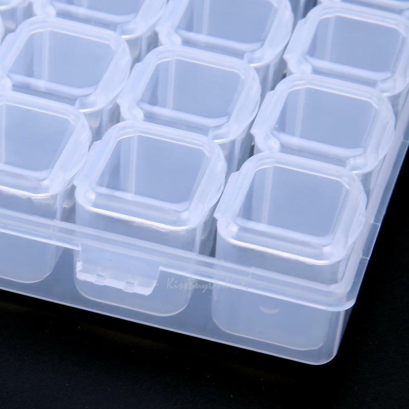 28 Compartment Plastic Jewelry Craft Storage Box Case Beads Container Organizer