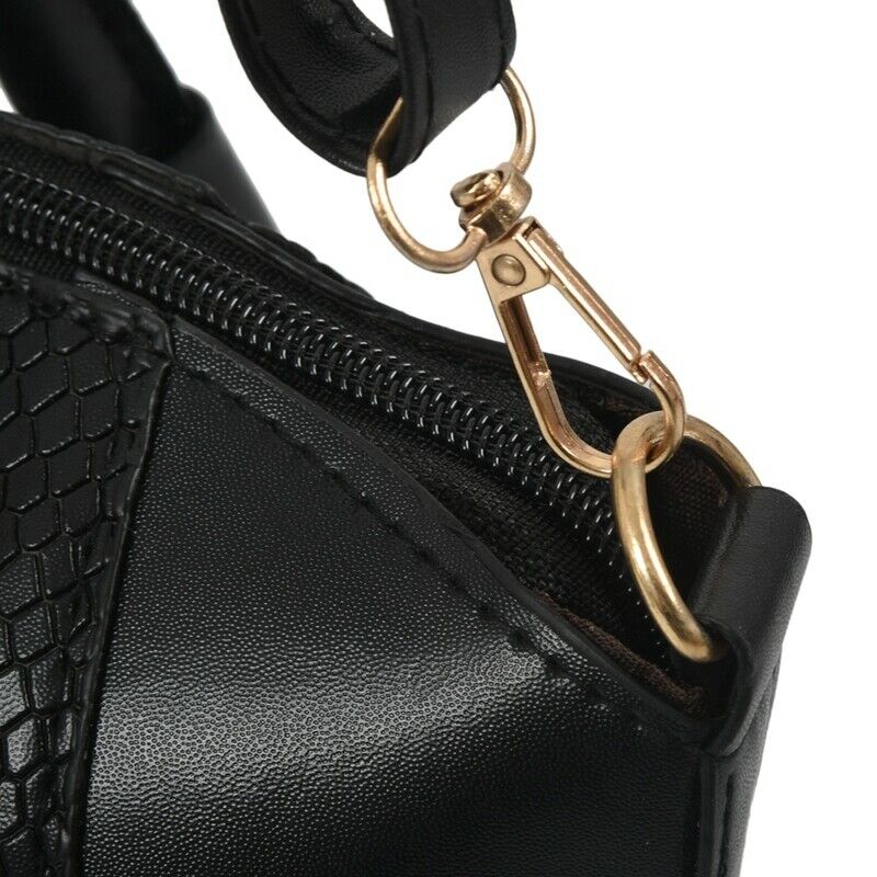 Women's Shoulder Bag in imitation leather Satchel Cross Body Tote Bag (Blac D2S3