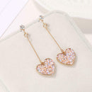 Rhinestone Heart Dangle Stud Earrings Women Casual Drop Earrings Jewelry