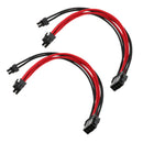 2pcs 8-Pin(6+2-Pin) PCIe PCI Express Extension Cable Cord 18AWG 30cm - Sleeved