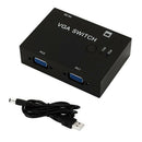2 Port VGA Video Switch Box Selector 2 In 1 Out For LCD PC