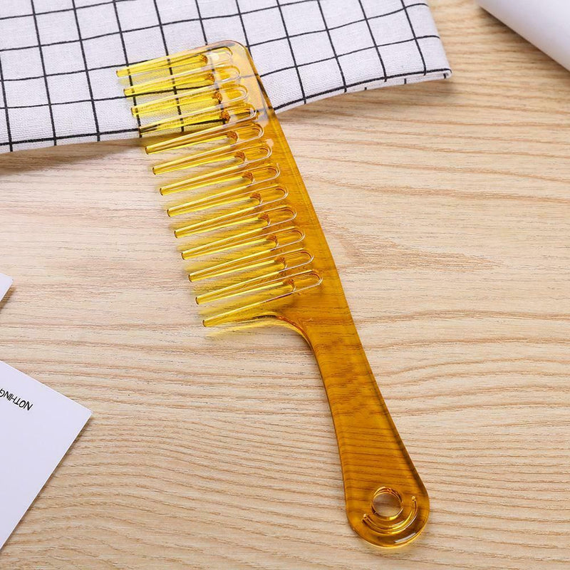 Wide Tooth Plastic Handle Hair Comb Anti-Static Hairdressing Combs (Yellow)