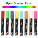 8 Liquid Chalk Pens Marker Reversible Neon Colours Glass Wipe Clean Marker