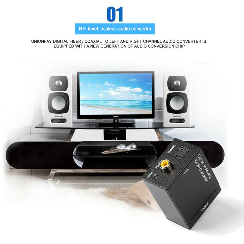 Optical Digital Stereo SPDIF Toslink Coaxial Signal to Analog Adapter (A)