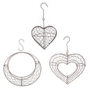 Moon & Heart Shaped Metal Wire Wreath Frame Form Hangers for Succulents, Pack of