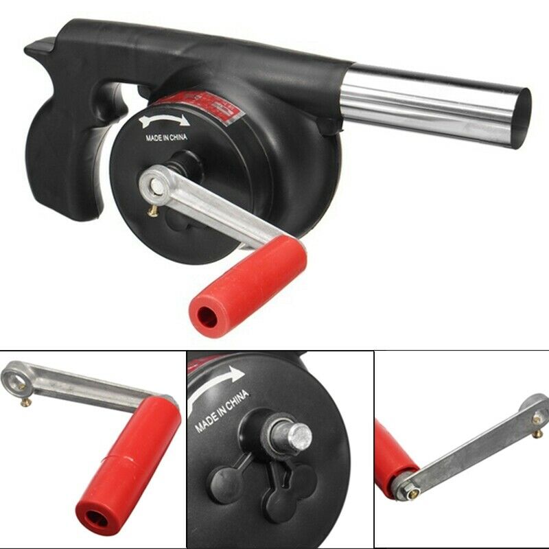 Outdoor Cooking BBQ Fan Air Blower For Barbecue Fire Bellows Hand Crank Too C6G8