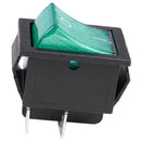 Green Light 4 Pin DPST ON/OFF Snap in Rocker Switch 15A 20A 250V AC 28X21Mm