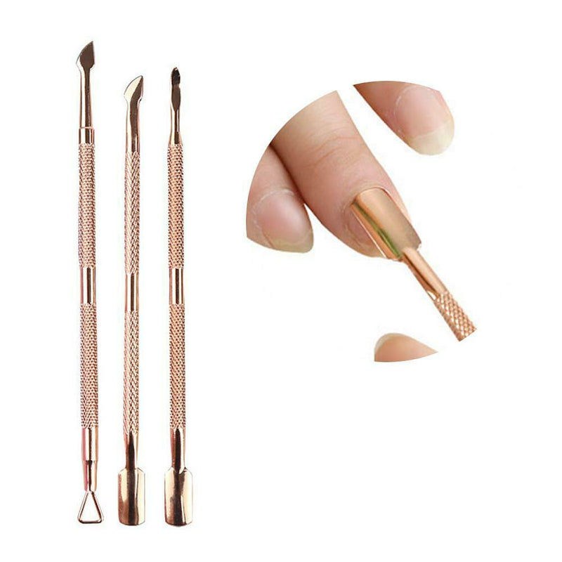 3pcs/Set Stainless Steel Cuticle Remover Dead Skin Nail Pusher Manicure Tools