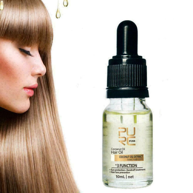 1x10ml Pure Natural Cold Pressed Coconut Oil Hair Care Make Hair Protection U0E3