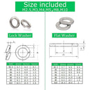 260-Pcs (7-Size) Steel Flat Washer and Lock Washer Assortment Set - Size In