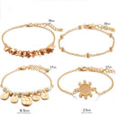 4Pcs Bohemian Multi-layer Leafs Tortoise Bracelet Set Women Bangle Jewelry G TE