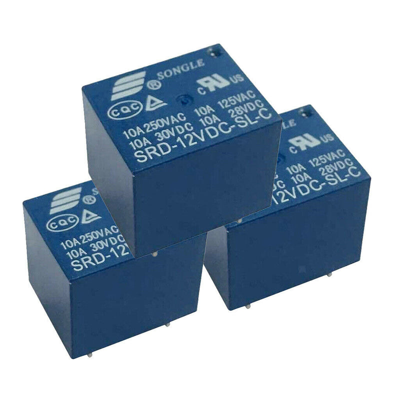 30 Pieces Mini Power Songle Relay 12V 10A SPDT 5 Pin PCB SRD-12VDC-SL-C