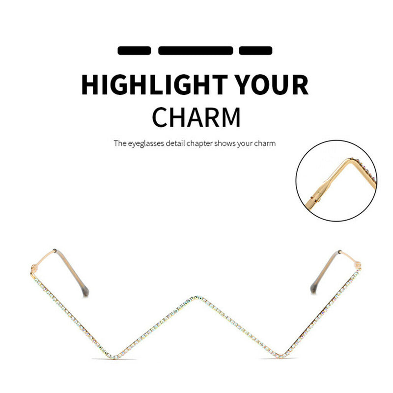 2 Pieces Women Frame Glasses W Shaped Small Half Frame without Lens