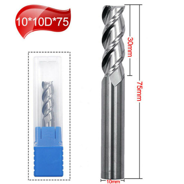 10x10Dx75mm Milling Cutter Wear-resistant Flat-end Tungsten Steel HRC45 New