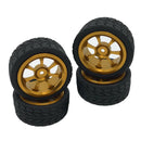 4pcs Tires Wheel Rims Set fits WLTOYS 144001 1:14 A959 A969 RC Truck Golden