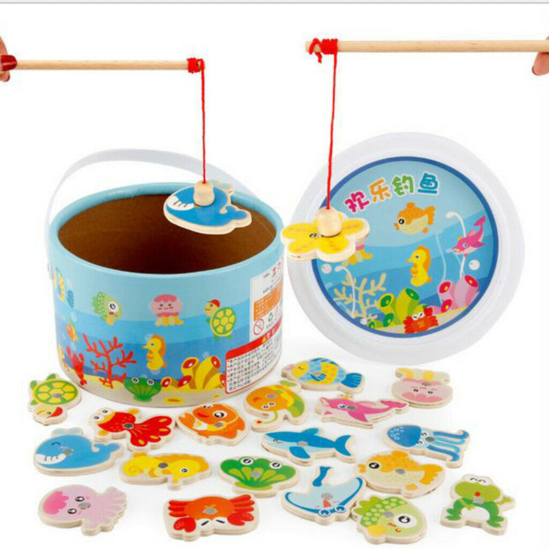 Toddler Wooden Magnetic Fishing Pole Game Educational Toys for 2 3 4 5 Year Old