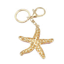 Pretty Sparkling Starfish Keychain Keyring Crystal Rhinestones Purse Pendan E9S4