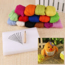 Set of 15 colors wool felting + 10 needles + foam backing H9Z3