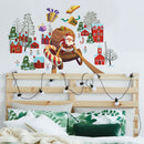 2pcs Christmas Santa Claus Carriage Wall Stickers Living Room Bedroom Decor A