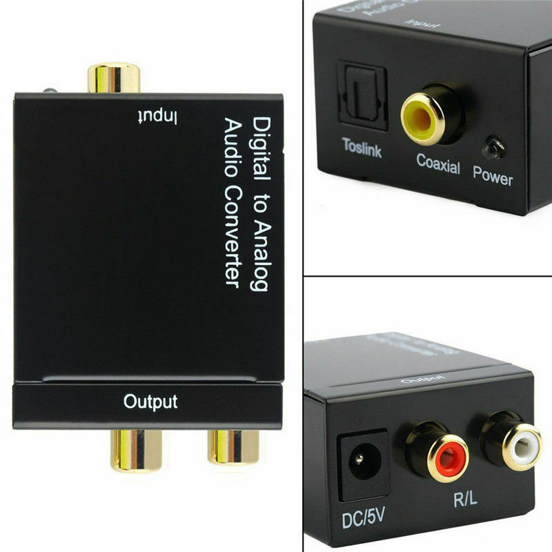 Digital Optical Toslink SPDIF Coax to Analog RCA Audio Converter Adapter wi J1O5