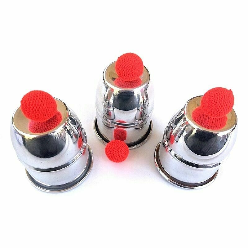 Classic Magic Trick Cups And Red Balls Penetration Close-Up Street Props  Kit Sa